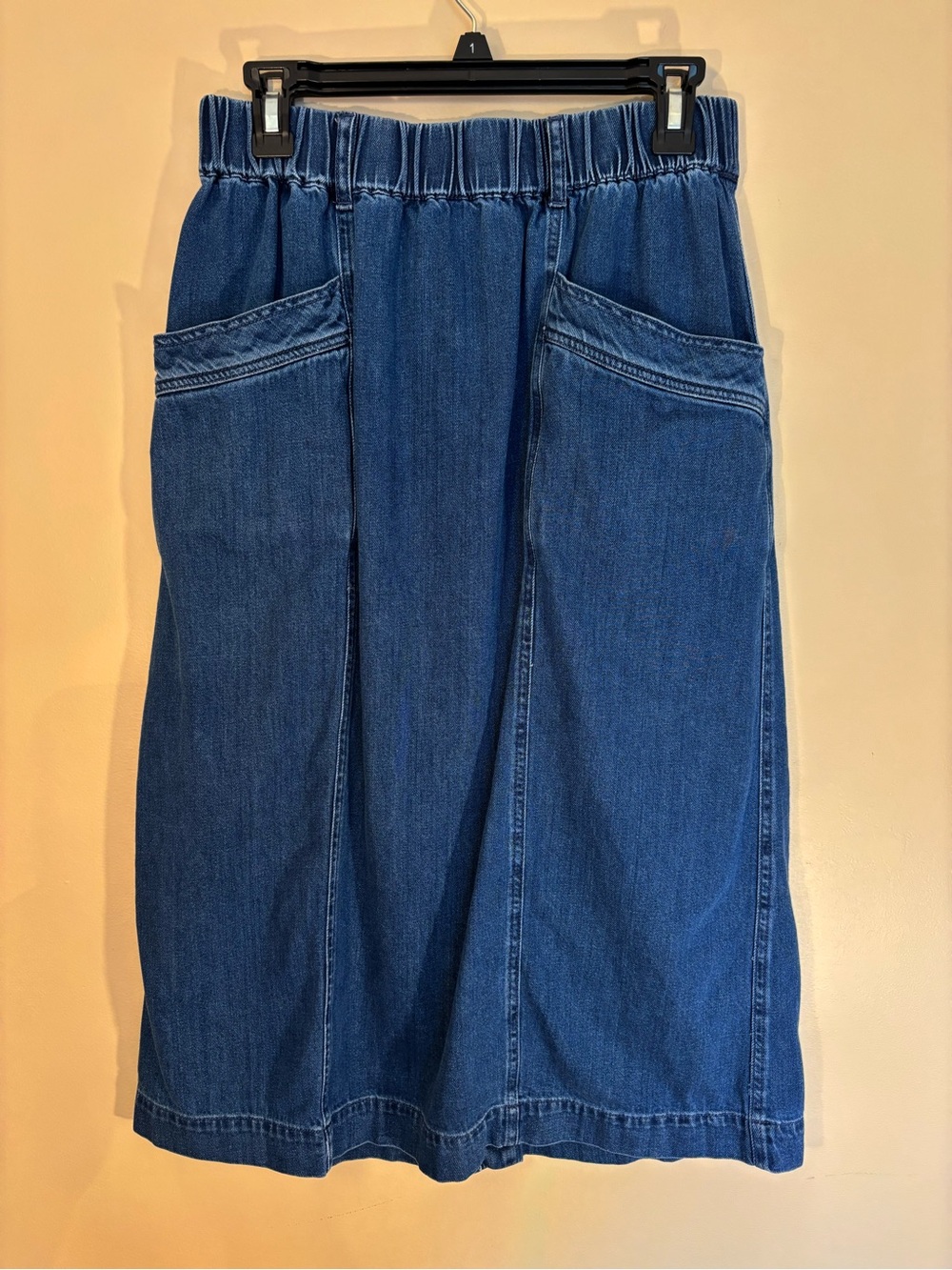 St. John's Bay Blue Denim Midi Skirt with Front Pockets